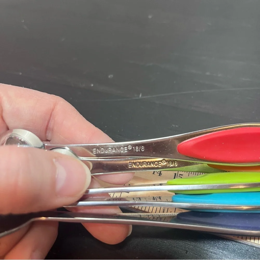 Endurance 18/8 Stainless Steel Measuring Spoons Set of 5 with Color Coded Grips - Picture 12 of 12